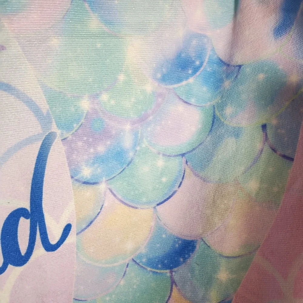 Mermaid Beach Towel Be A Mermaid And Make Waves Pink Blue Shells Starfish 62x31